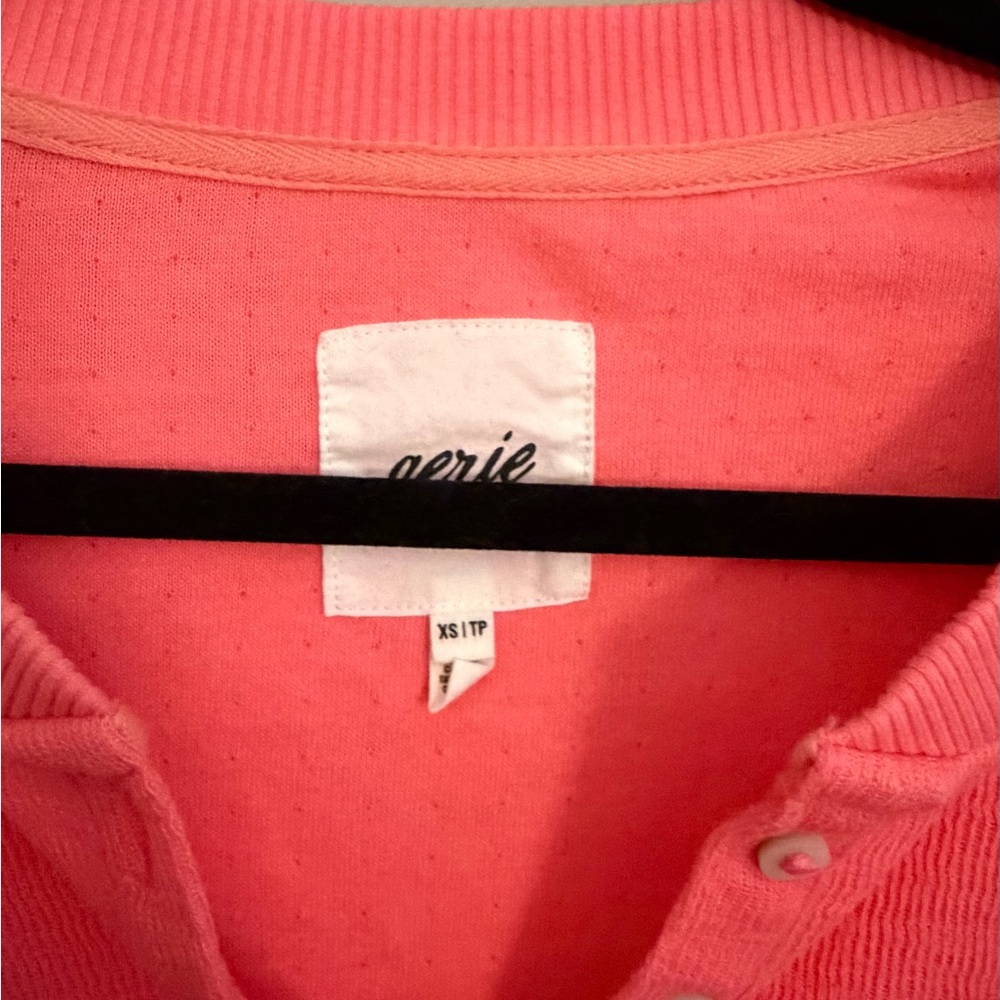 Aerie Neon Pink Henley Top | Size XS - Picture 2 of 3